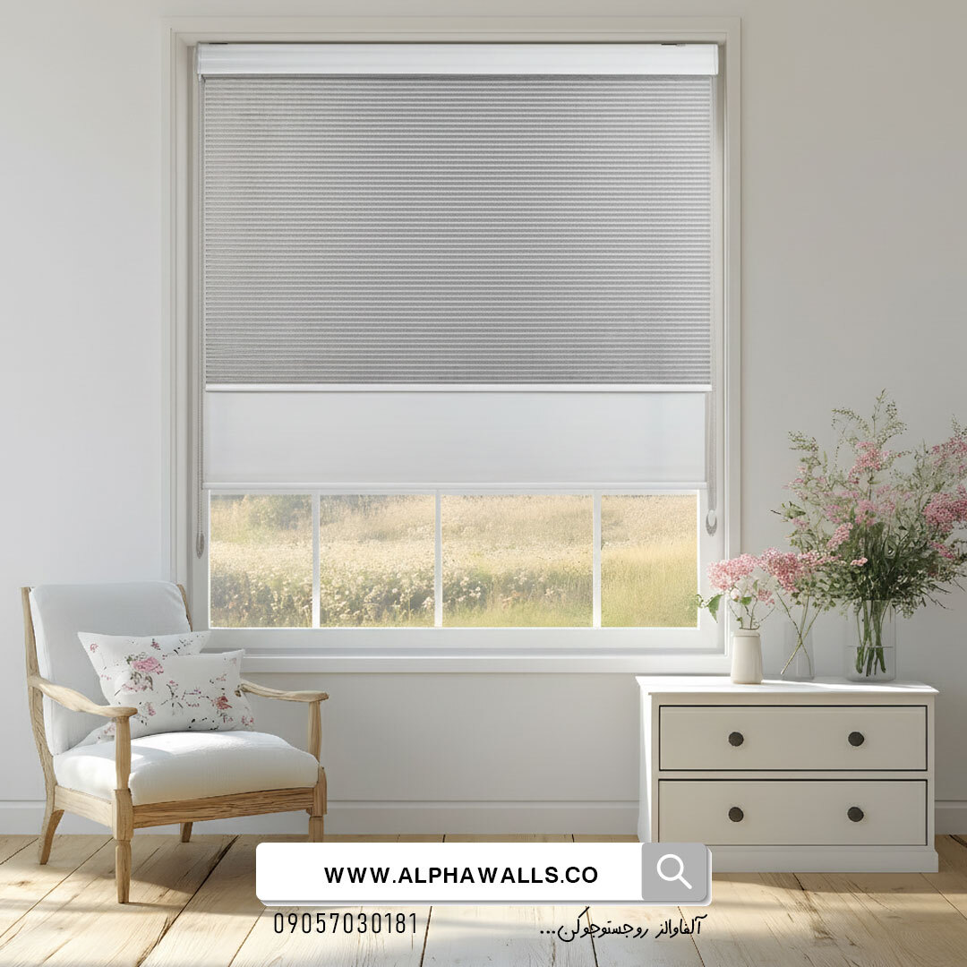 پرده دومکانیزم زبرا طوسی ساده مدل PD100 | آلفا والز