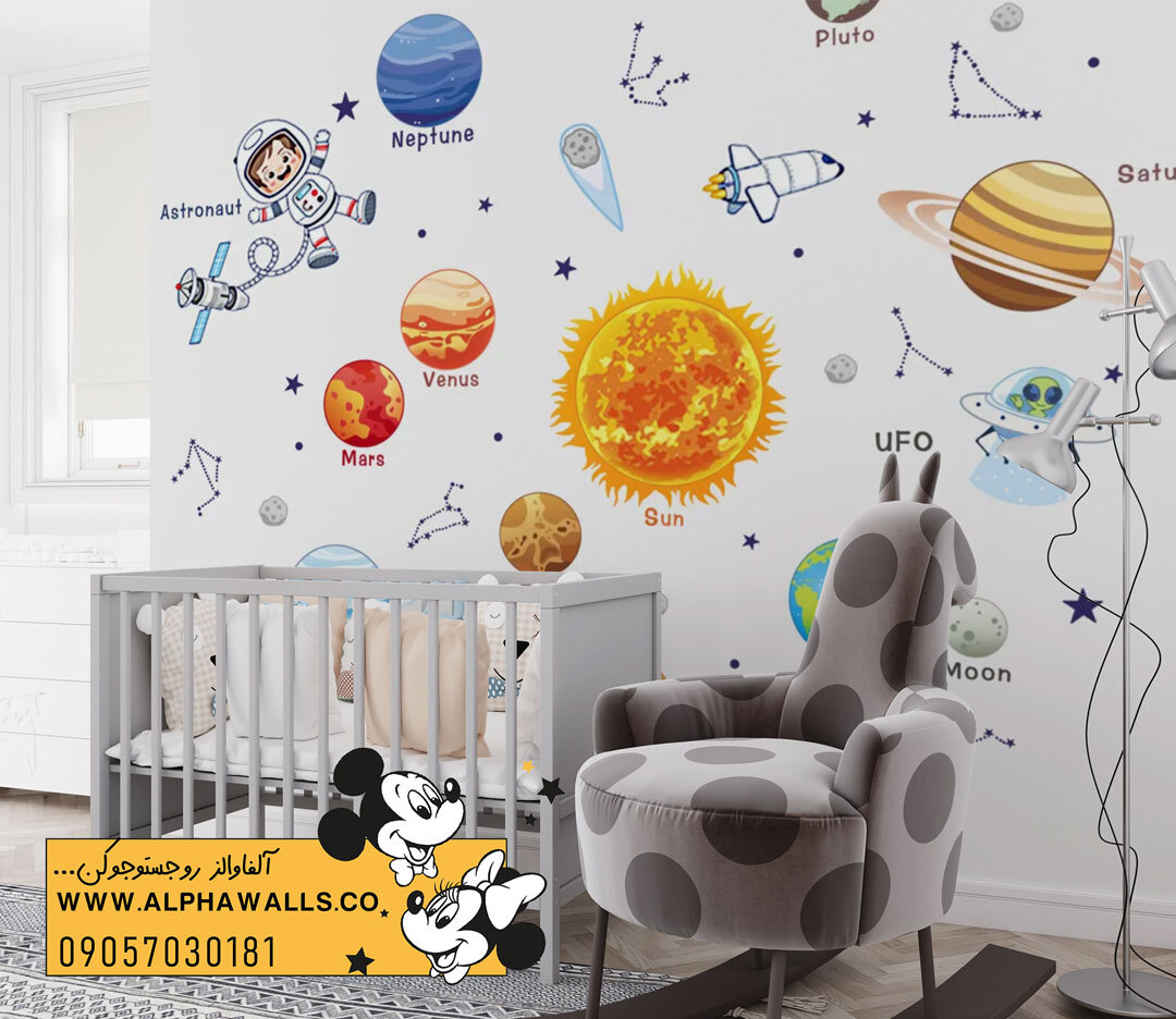  پوستر دیواری کودکانه طرح فضانورد و منظومه شمسی 