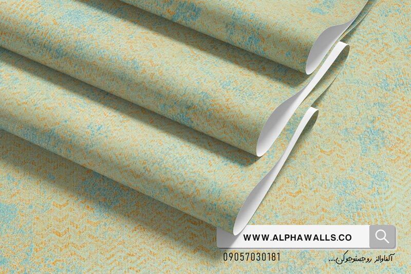  کاغذ دیواری سبز فیروزه ای و طلایی پتینه 51107 