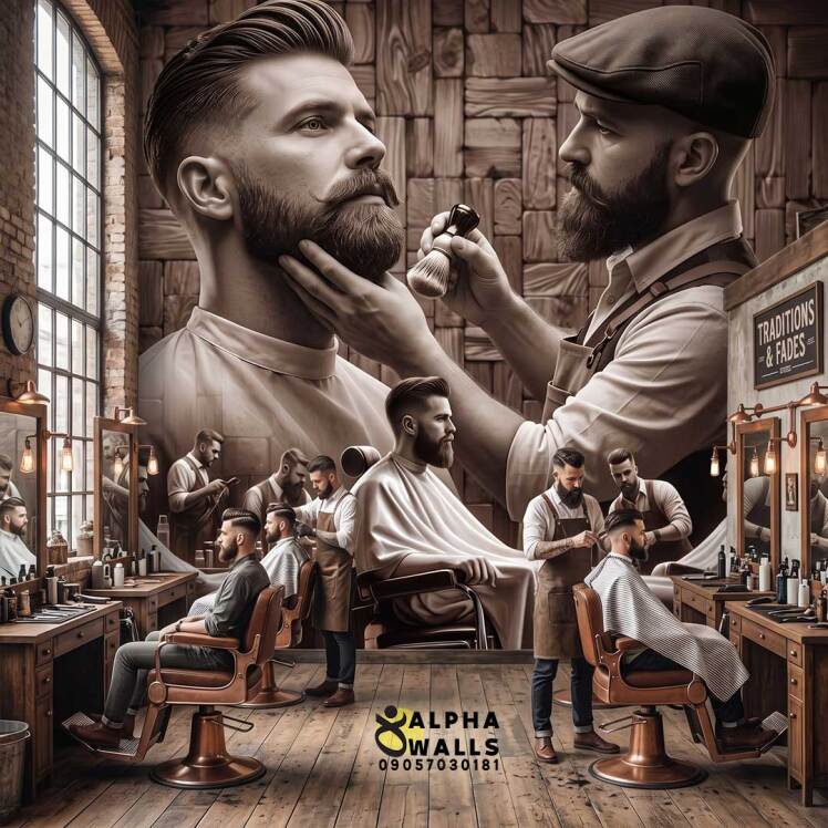 پوستر دیواری آرایشگاه مردانه کلاسیک باربرشاپ | Classic Vintage Barbershop Wall Poster