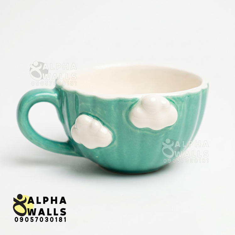 ماگ و فنجان لته خوری مدل Turquoise cloud