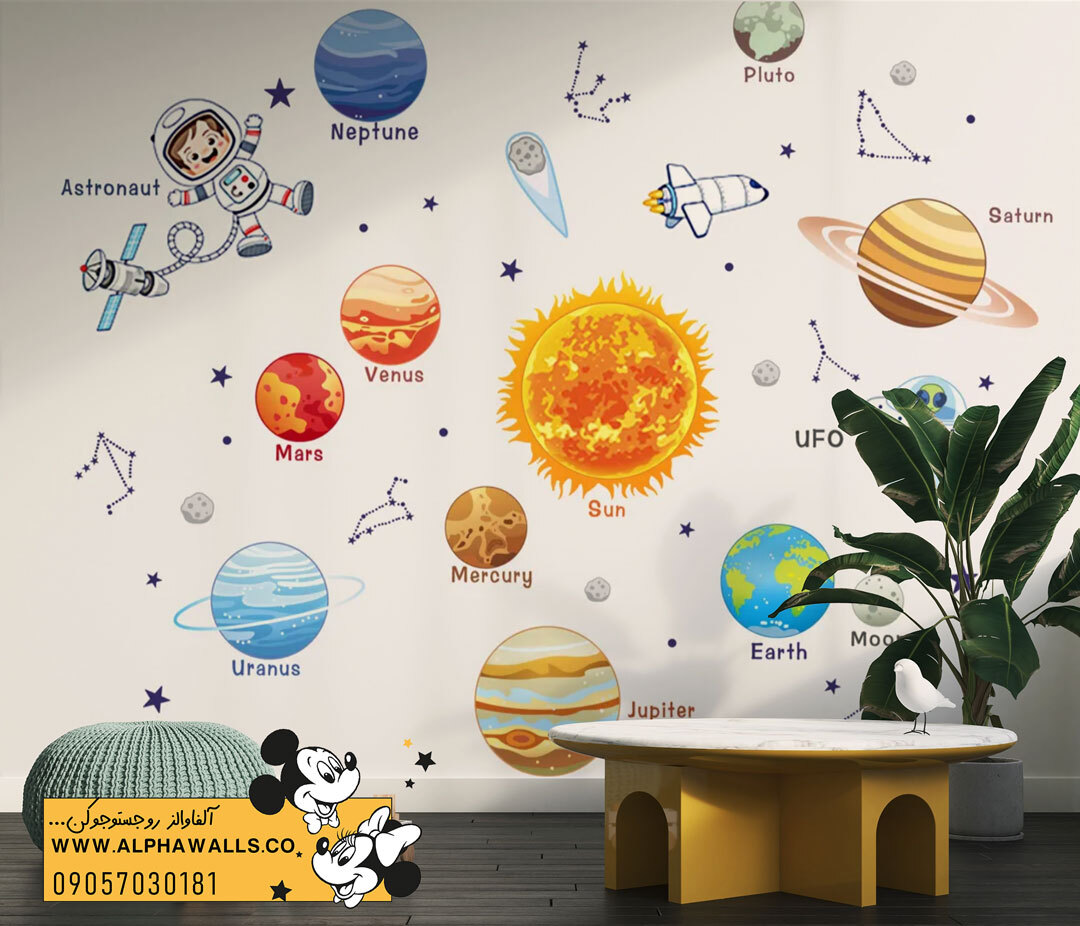  پوستر دیواری کودکانه طرح فضانورد و منظومه شمسی 