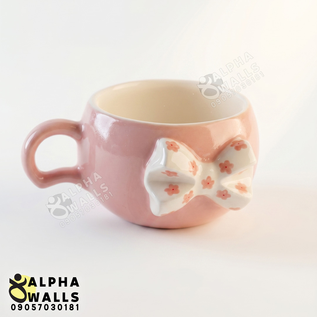  ماگ و فنجان لته خوری مدل Pink bow tie 