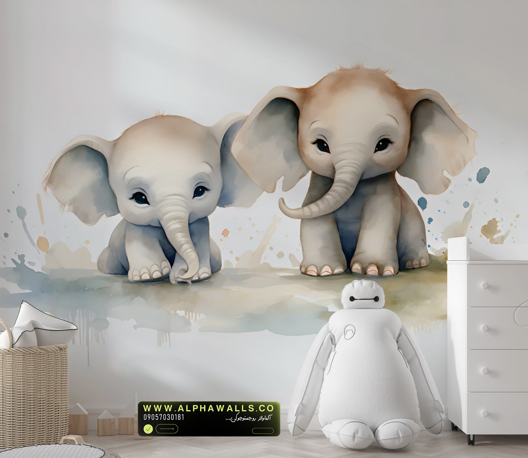  پوستر دیواری کودک طرح فیل‌های دوست‌داشتنی 