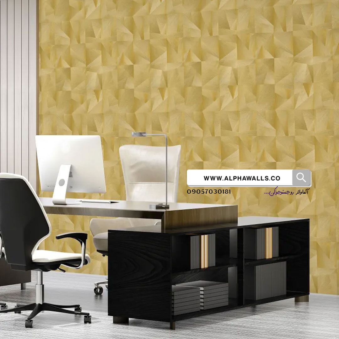  کاغذ دیواری هندسی طلایی کد 6037 