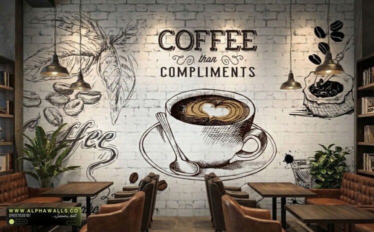 پوستر دیواری کافه طرح قهوه و تایپوگرافی 