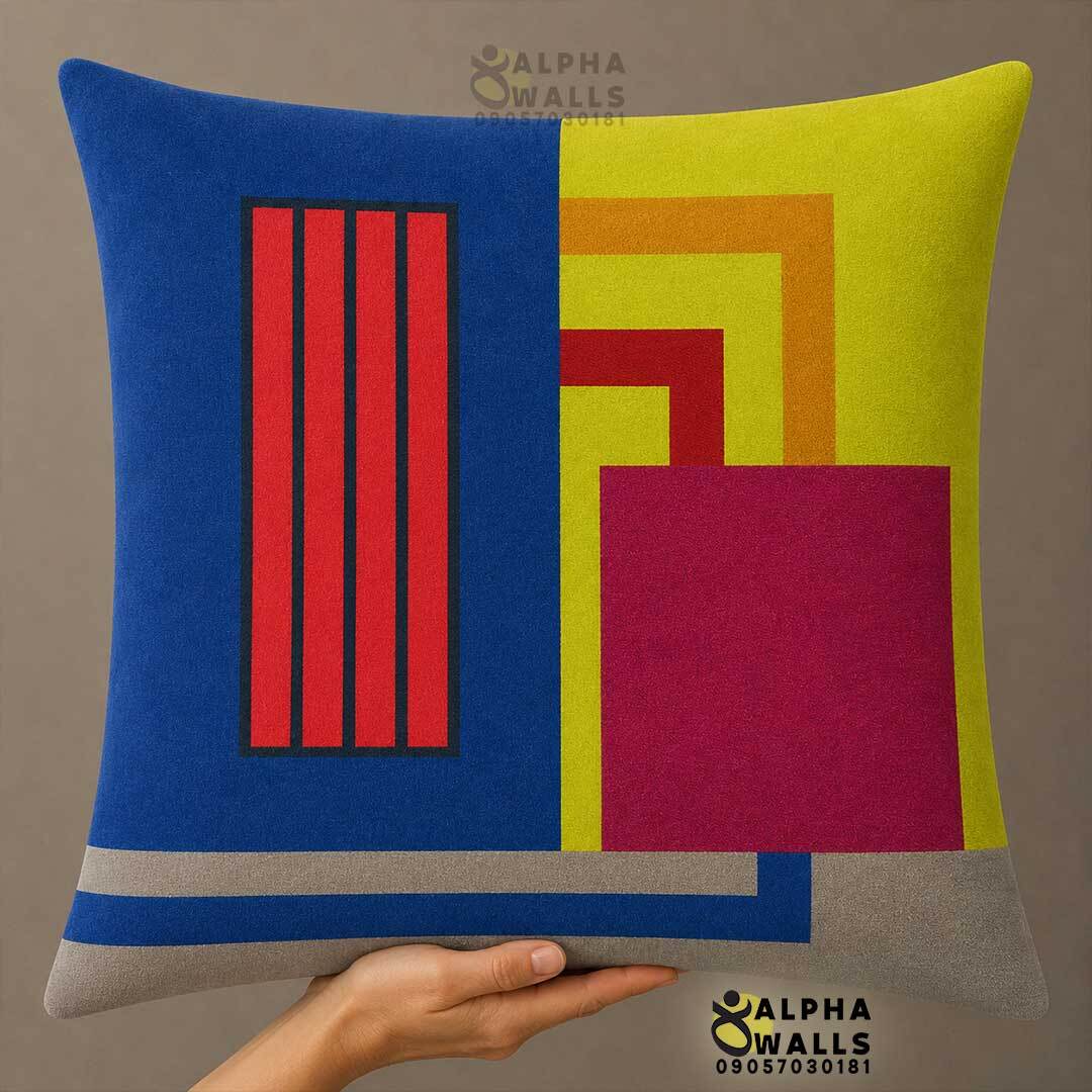  کاور کوسن مخمل طرح هندسی رنگی | Color Block 
