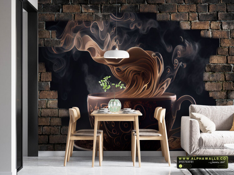 پوستر دیواری قهوه دودی دیوار آجری 