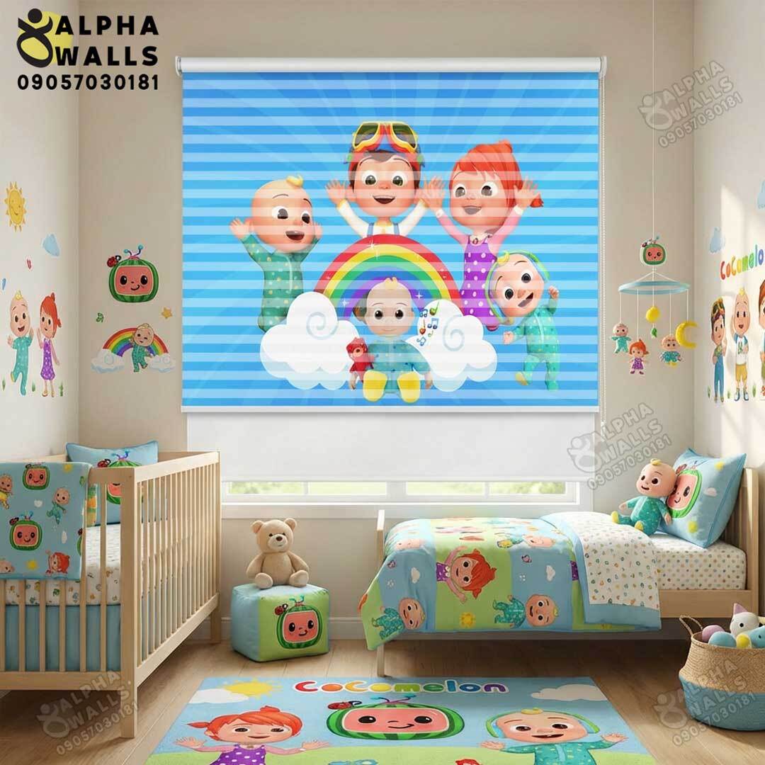 پرده زبرا کودک طرح بچه های کارتونی
