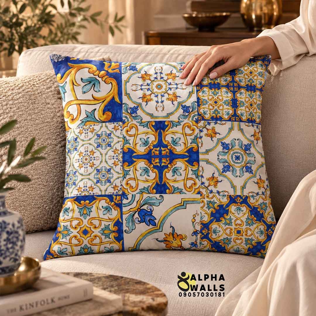  روکش کوسن مخمل طرح کاشی سنتی | Traditional Tile 