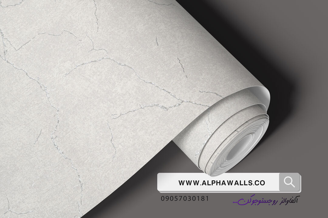  کاغذ دیواری طوسی روشن رگه نقره ای کد 1091 