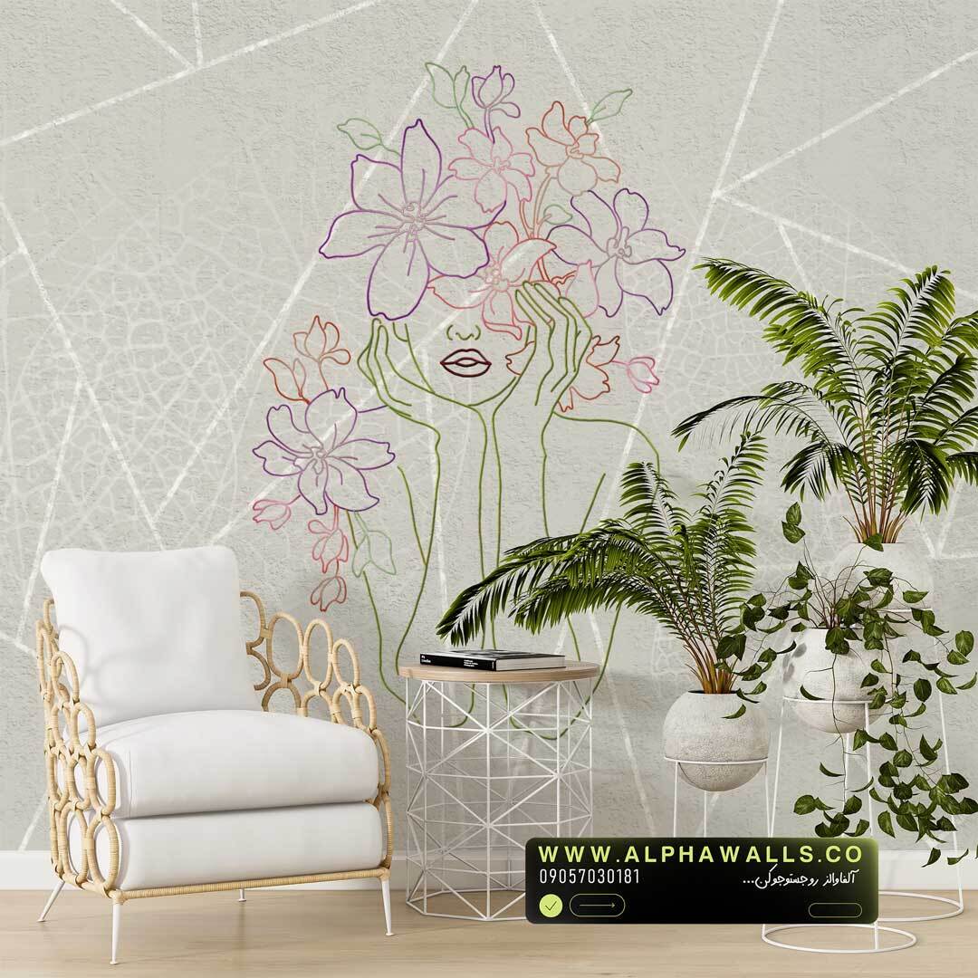  پوستر دیواری سالن زیبایی گل‌های خطی مدرن Line Floral Beauty 