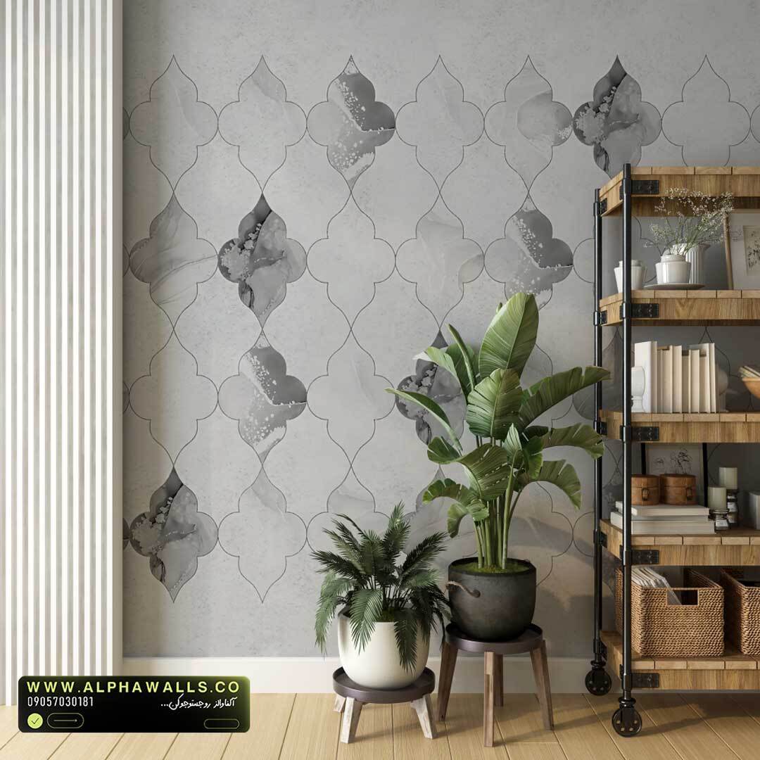 پوستر دیواری هندسی طوسی مدرن B900 