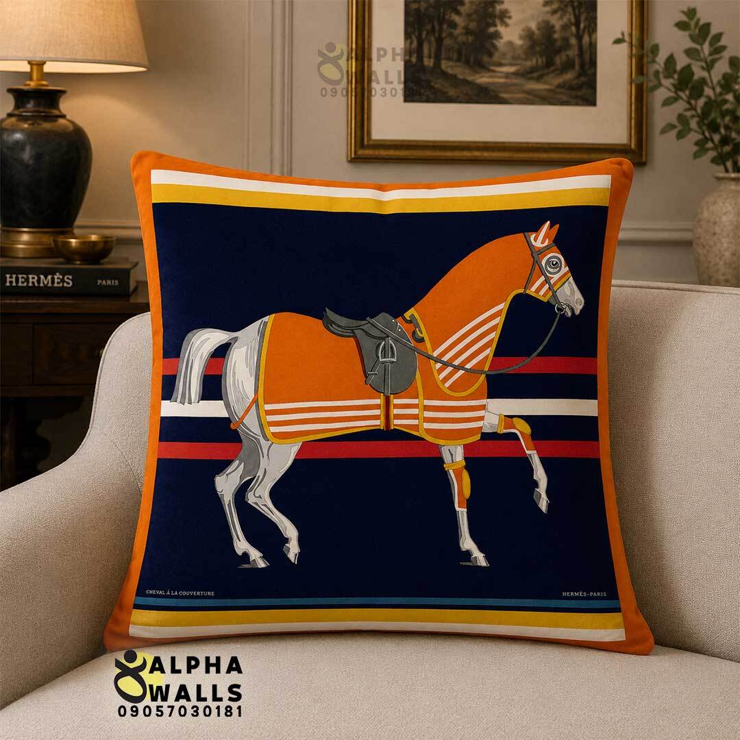 روکش کوسن مخمل طرح اسب هرمس مدل Hermes Equestrian 