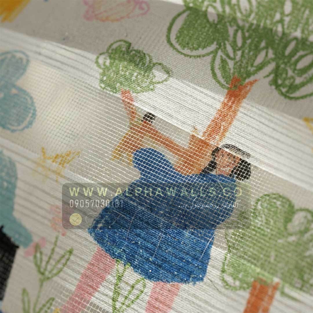  پرده زبرا اتاق کودک طرح دوستی و شادی با نقاشی‌های کودکانه 