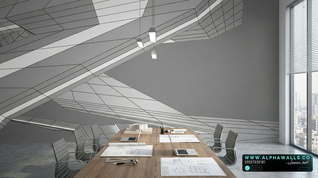  پوستر دیواری دفتر مهندسی با خطوط هندسی مدرن و ساختار مینیمال 