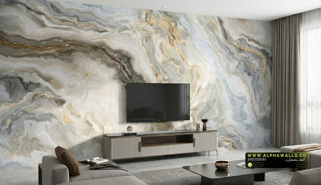  پوستر دیواری سنگ اونیکس لوکس | مناسب دیوار TV و پذیرایی مدرن 