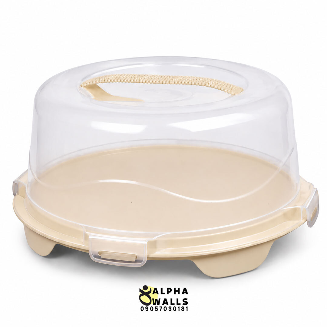 ظرف نگهدارنده وانیلی و حمل کیک گرد دستهدار مدل هومکیک | HomeCake Round Cake Carrier