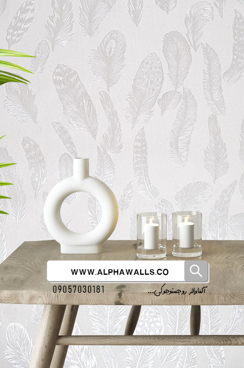  کاغذ دیواری سفید طرح پر برجسته 6514 