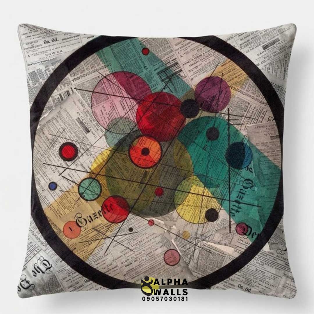  روکش کوسن مخمل طرح هندسی انتزاعی و روزنامه قدیمی مدل | Newspaper Geometric Abstract 