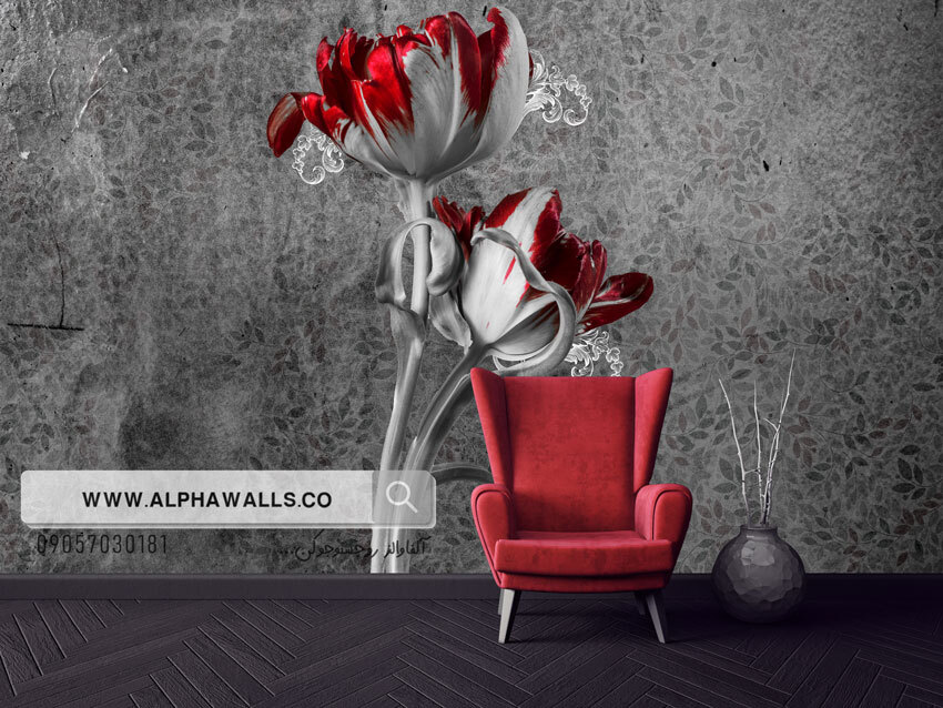  پوستر دیواری طرح لاله قرمز – سبک مدرن مینیمال 