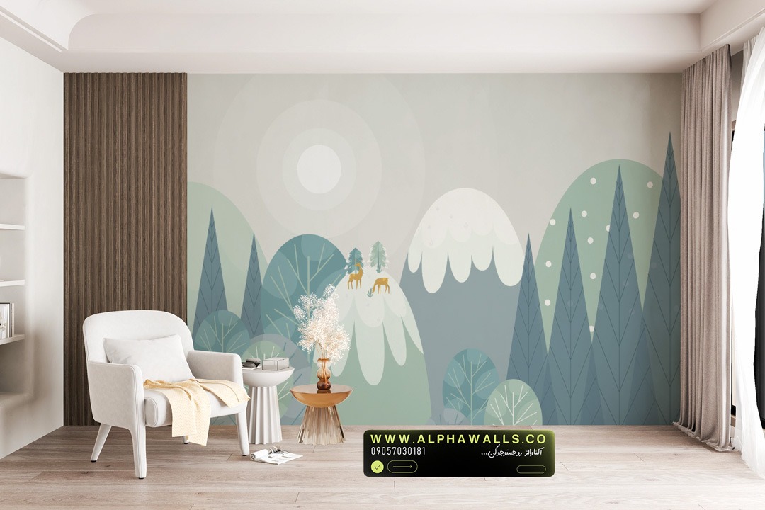  پوستر دیواری کودک طرح جنگل و کوهستان آرام 