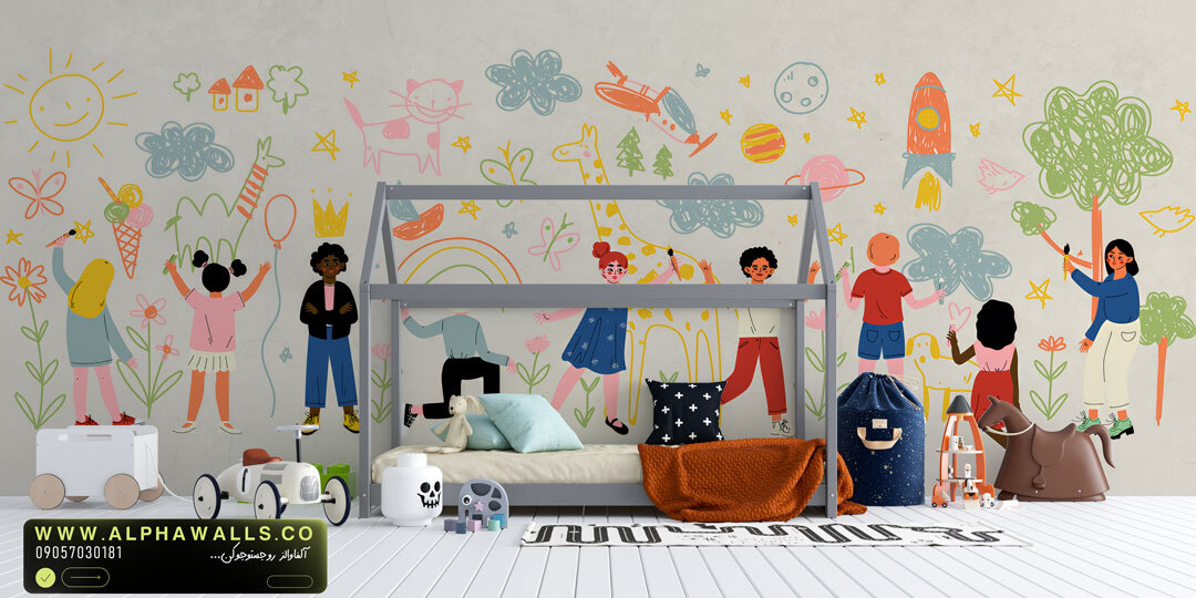  پوستر دیواری کودکانه طرح نقاشی بچه‌ها 