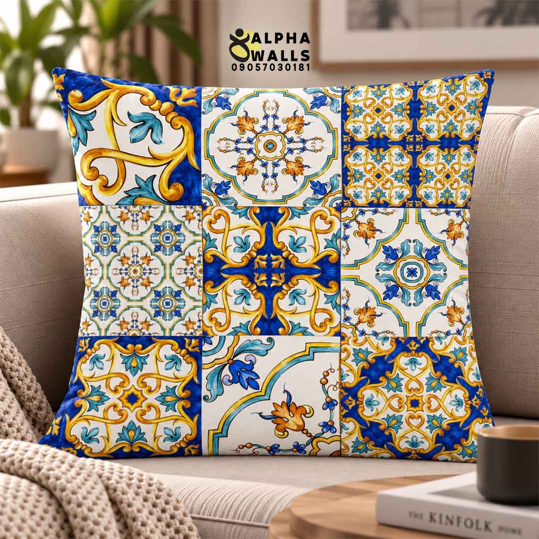  روکش کوسن مخمل طرح کاشی سنتی | Traditional Tile 