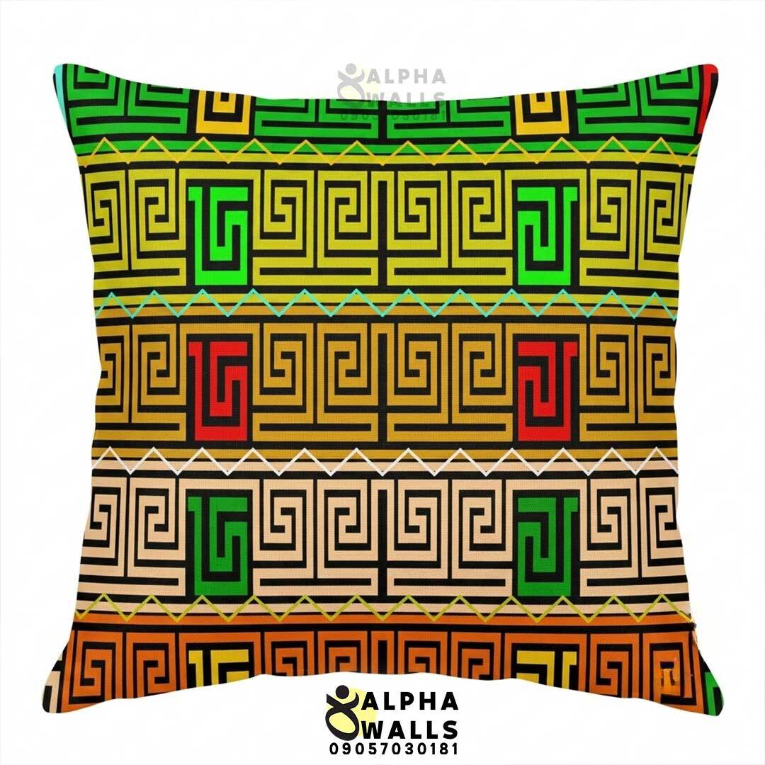 روکش کوسن مخمل طرح هندسی رنگارنگ سنتی مدل Tribal Maze